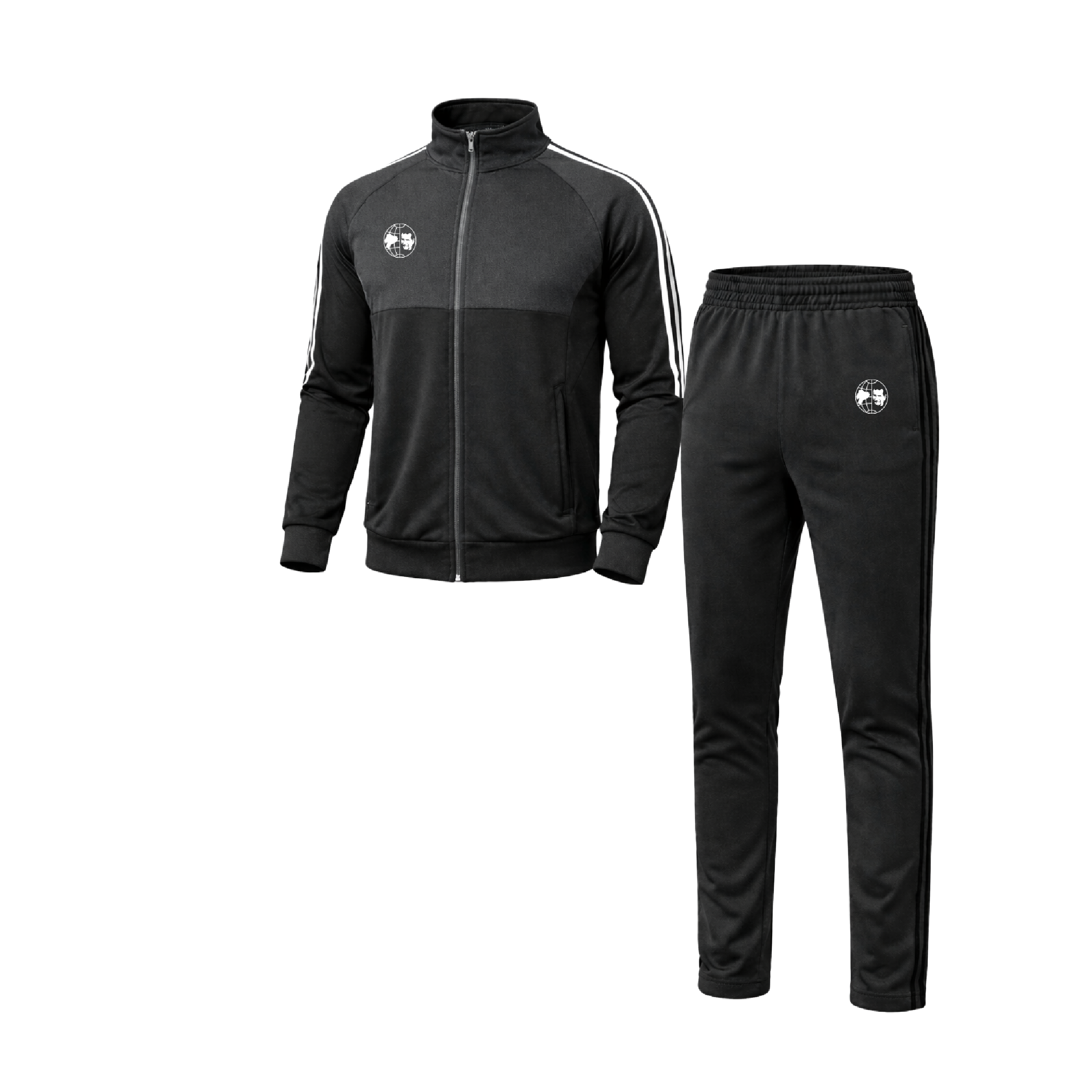 Conjunto deportivo UPS negro con chompa y calentador y logo institucional