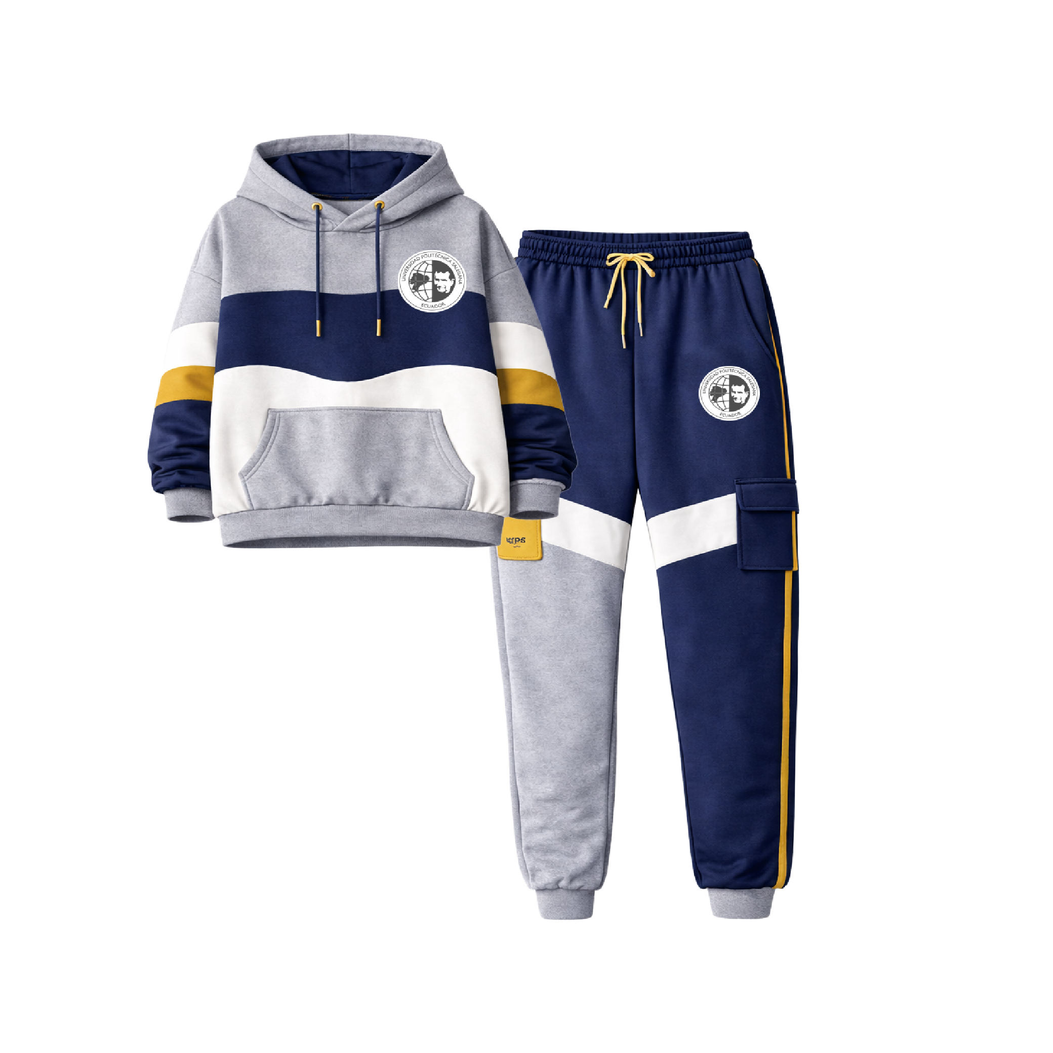 Conjunto urbano UPS azul con sudadera con capucha y jogger estilo deportivo