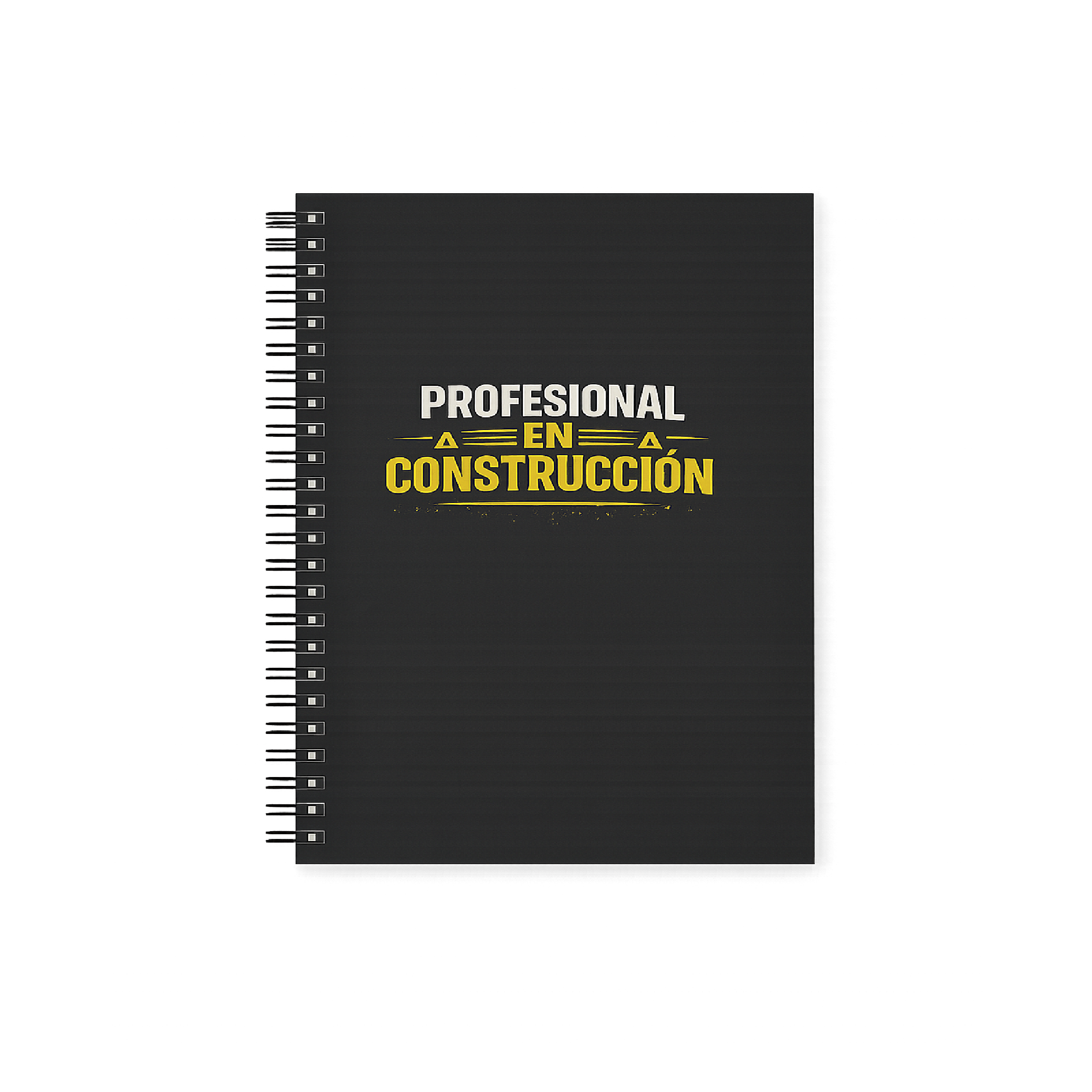 Cuaderno UPS negro con espiral lateral y frase ‘Profesional en construcción’