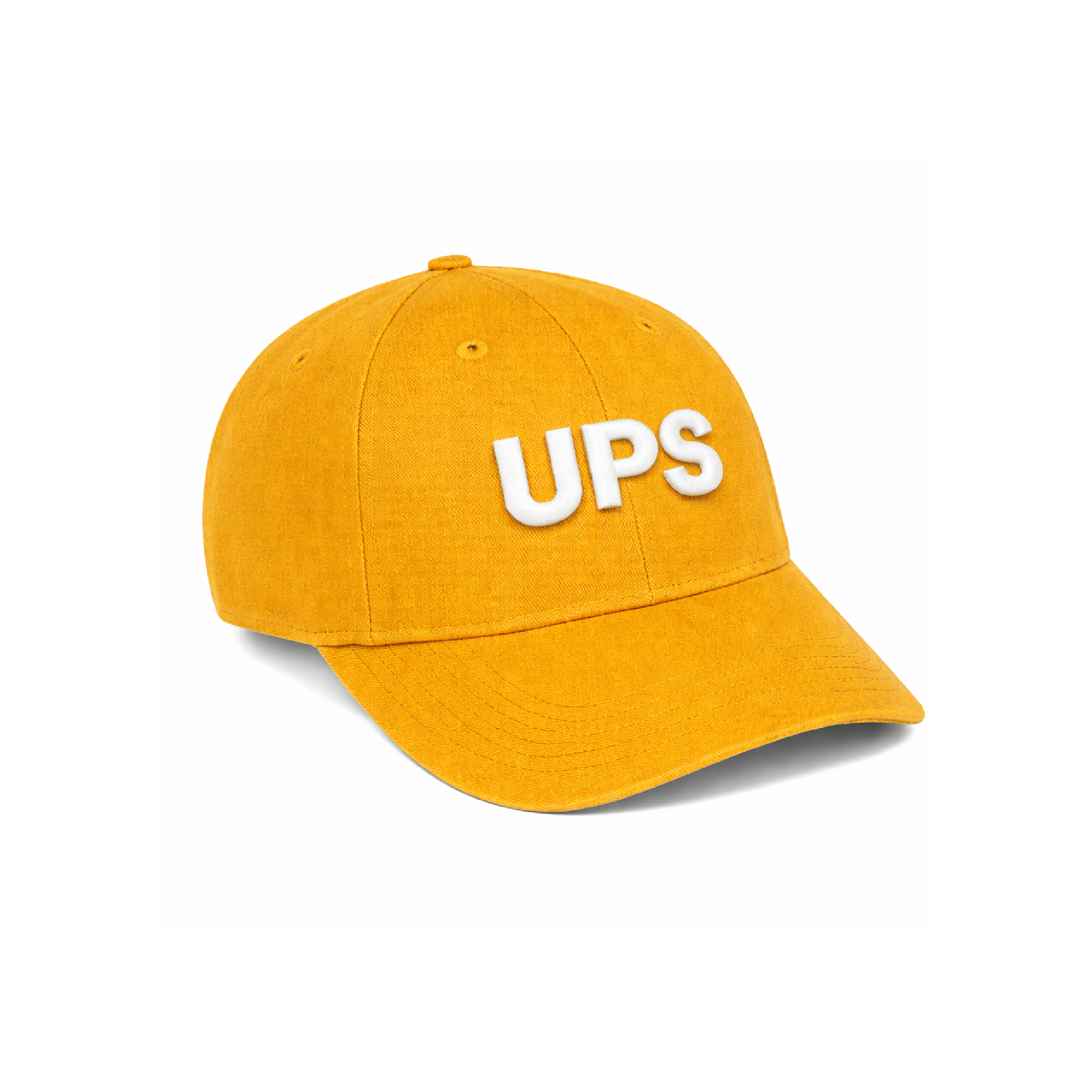 Gorra UPS amarillo con logo en blanco y ajuste trasero con hebilla