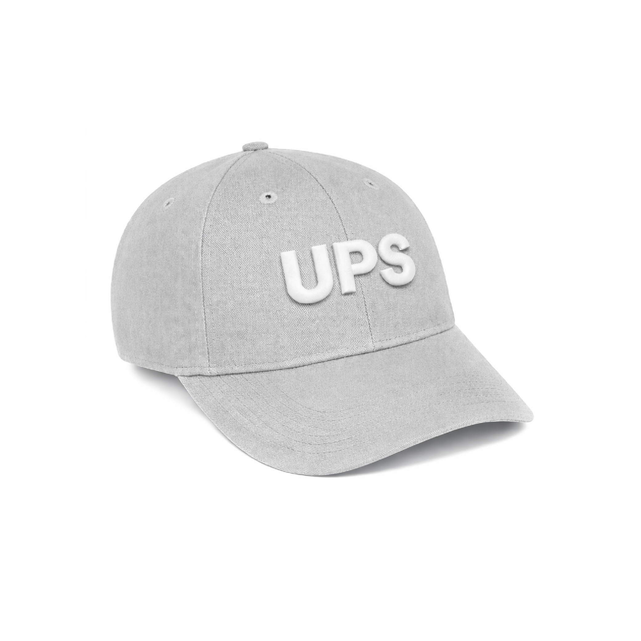 Gorra UPS gris con logo en blanco y ajuste trasero con hebilla