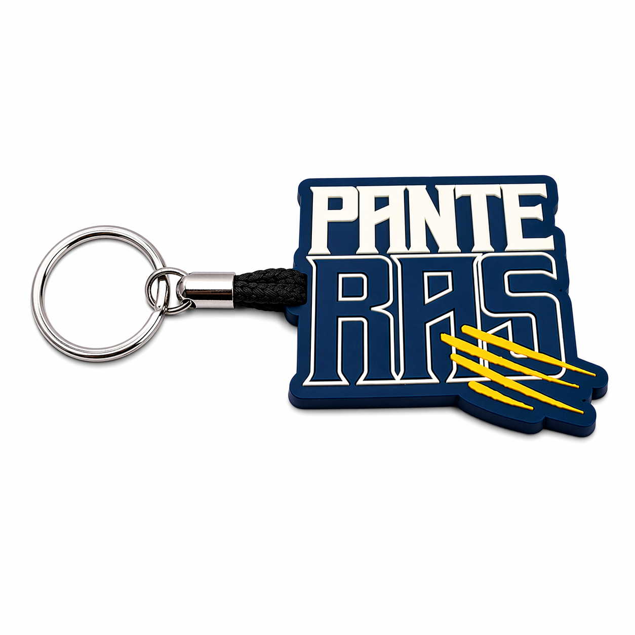 Llavero Panteras UPS con diseño en relieve y logotipo institucional, accesorio metálico para llaves