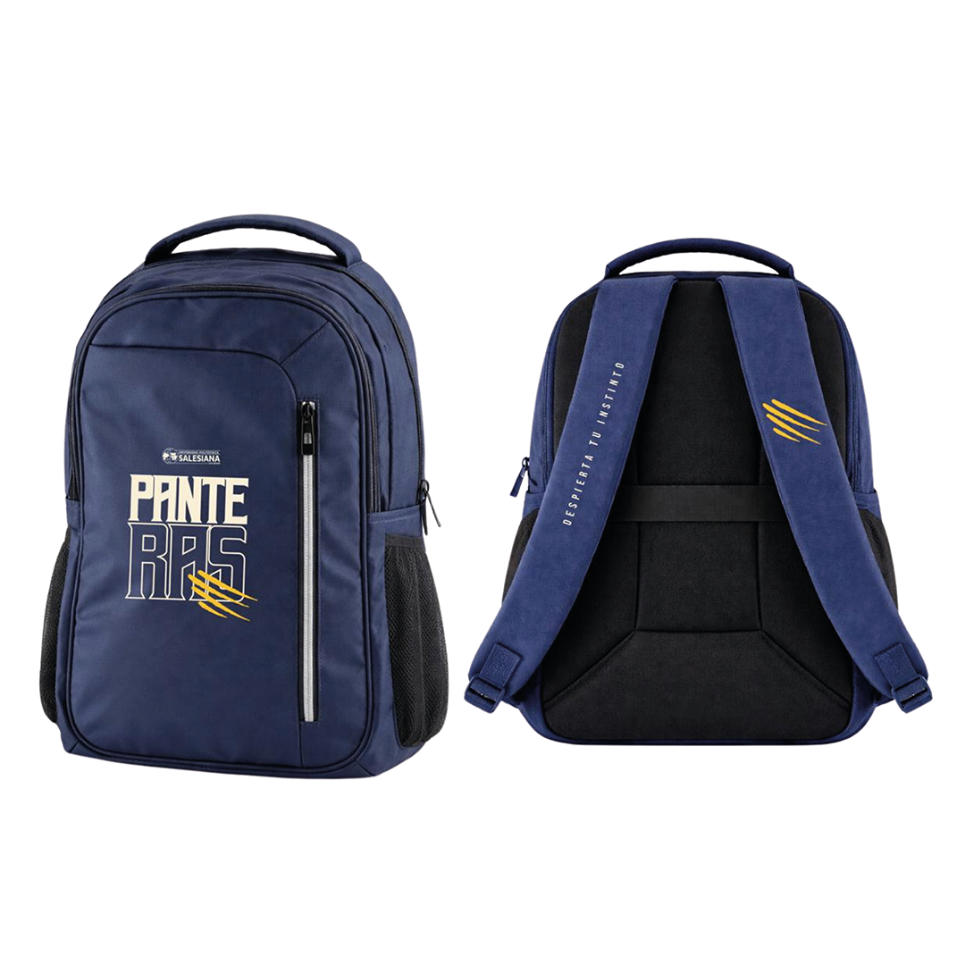 Mochila UPS azul Panteras con múltiples compartimentos, correas ajustables y diseño deportivo