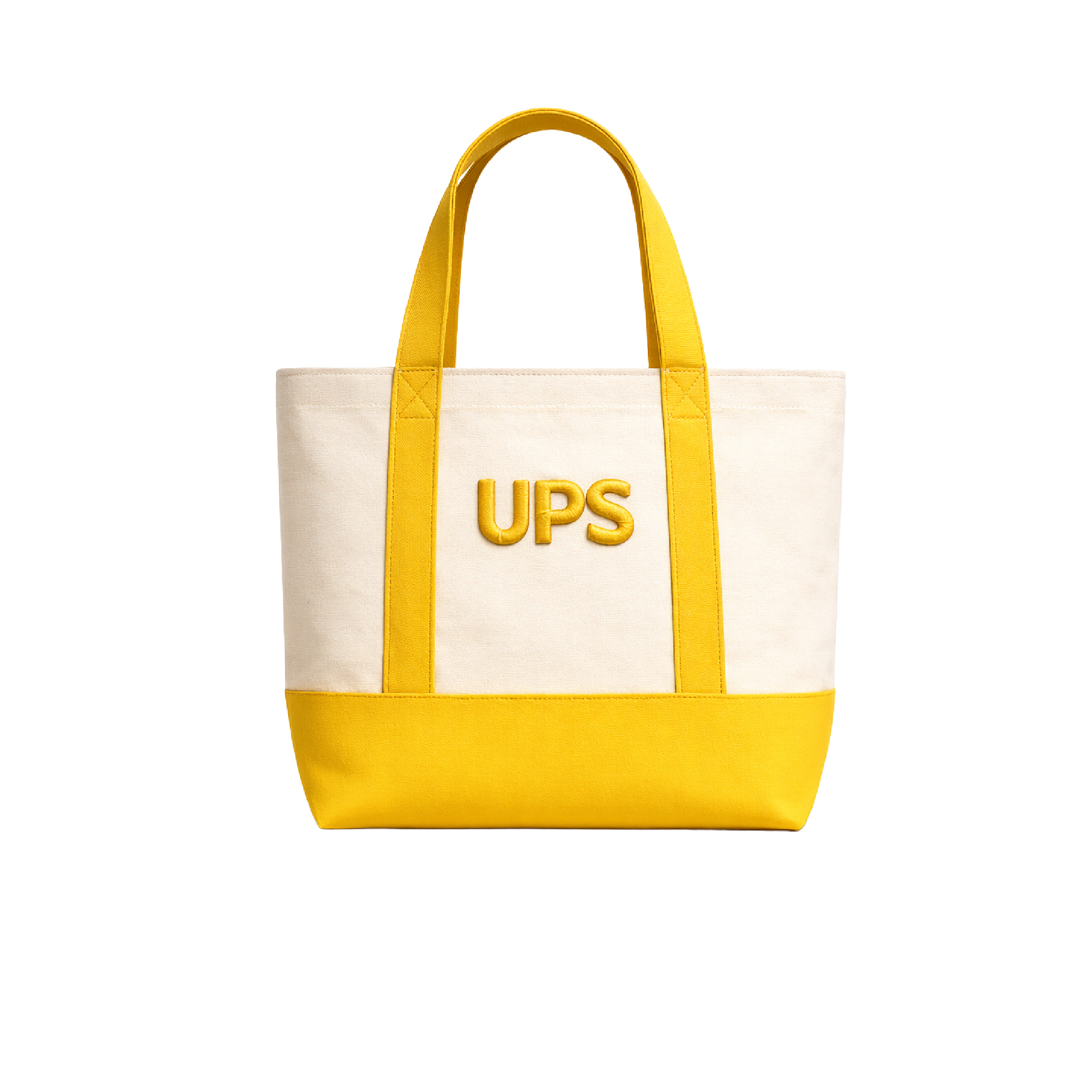 Totebag UPS amarillo con asas largas y estampado UPS